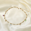 G509 14K Gold Hollow Long Chain Color Zircon Pendant Drop-Shaped Glass Charm  Women Necklace