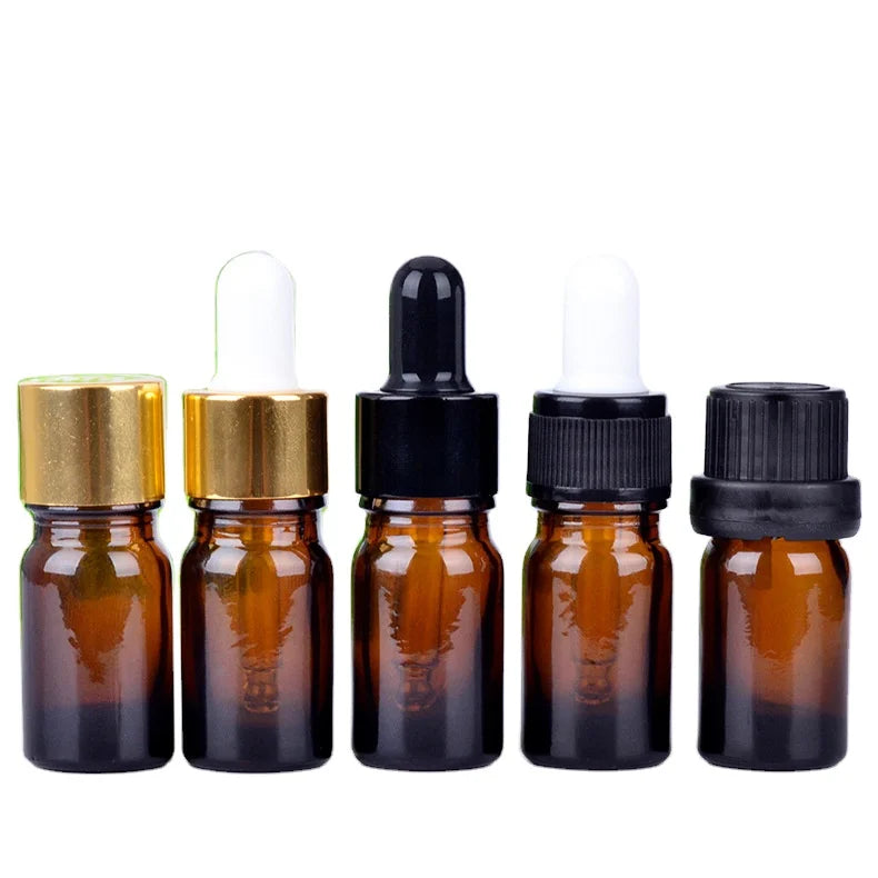 5ml Luxury Customizable Amber Perfume Essential Oil Glass Silicone Dropper Bottles
