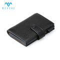 Factory Custom High Quality Genuine Leather Automatic Popup Mini Button Slim Bifold Metal Card Holder Wallet