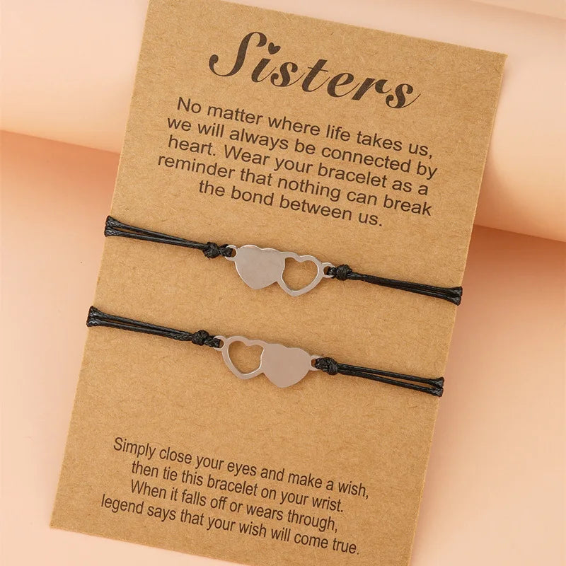 Wholesale 2/3/4/5 Pcs Matching Heart Distance Bracelets Friendship Gift for Sisters Best Friends Bestie Girls Women