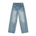 2025 Sky Blue Streetwear Jeans Fashion Design Y2k Baggy Jean Side Stripes Acid Wash Light Blue Jeans