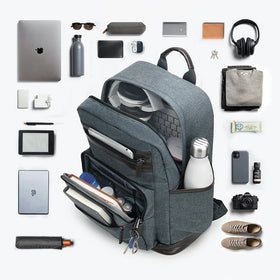 For T-B9018 Waterproof Anti-Theft Polyester Zipper Closure British Style Smart Laptop Backpack Unisex 20-39L Ergonomic
