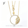Carline Topsale 925 Sterling Silver 18k Gold Plated Zircon Necklace  Leaf Pendant Necklace Jewelry Manufacturer