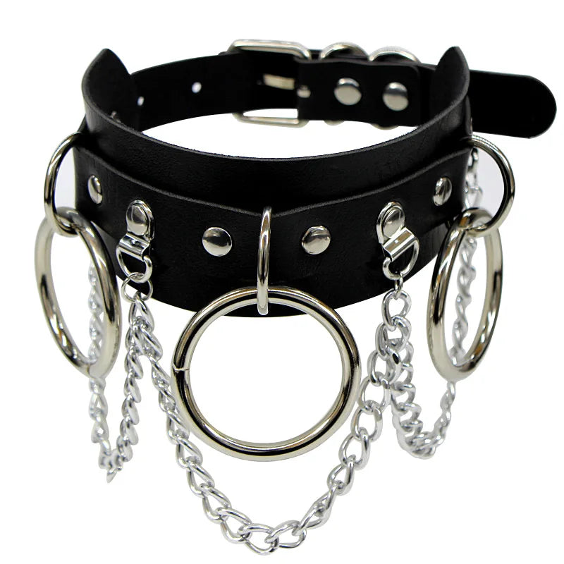 Punk Choker Black Leather String Custom Tie Chocker Necklace Leather Chocker Coloured Collar Necklaces