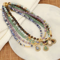 Natural Healing Stone Necklace Choker for Women Crystal Pendent Beaded Necklace 14k Gold Plated Beaded Healig Energy Jewelry