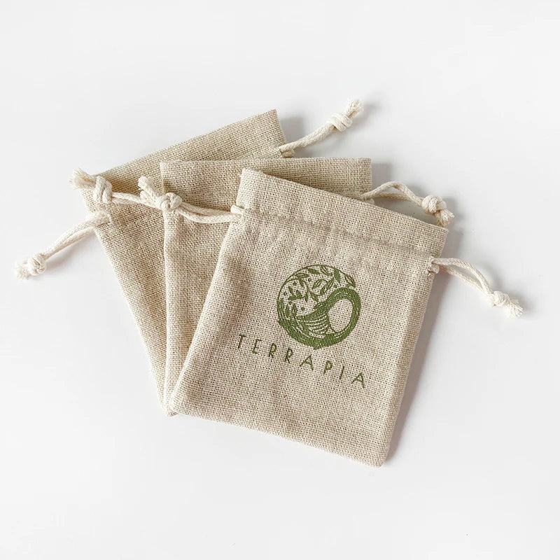 Custom Logo Reusable Cotton Drawstring Bag for Linen Perfume Jewelry Pouch for Rosary Packaging Screen for Clothing Watches