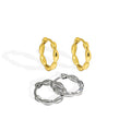 WMEA673 Minimalist S925 Sterling Silver Olive Bead Hoop Earring Gold Plated with Rice Grain Texture for Weddings