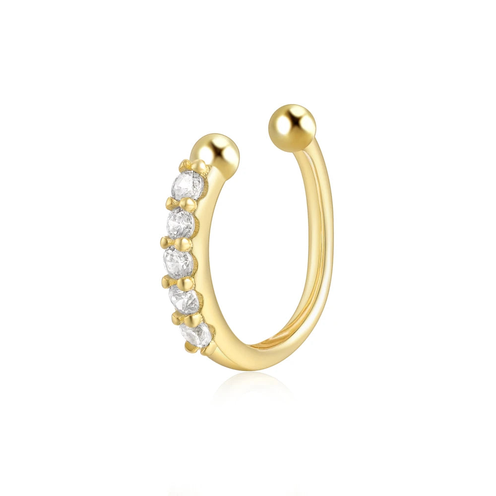 CANNER Wholesale S925 Silver 5A Zircon Clip on Faux Nose Ring Non Piercing Nose Cuffs Jewelry for Women Girls