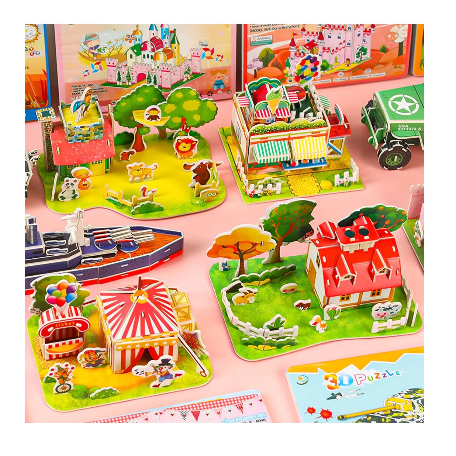 Cheap DIY 3D Puzzle Colored Animal Bomber House Cat Puzzle EPS Paper Cardboard Craft Gift for Kids Educational Toys