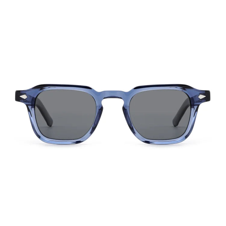 Large Round Polarized Youth Cool Shades Transparent Frame Shades Men Polarized with Rivets Hinges Outdoor Acetate Sunglasses