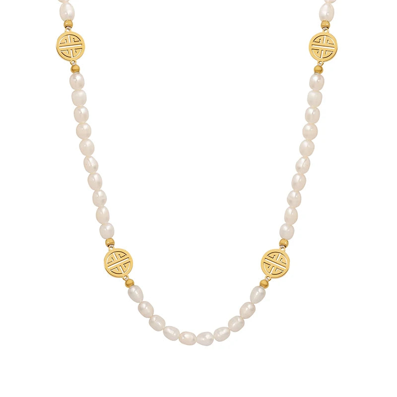 Designer National Style Necklace Freshwater Pearl Chain Necklace