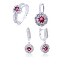 Fashionable 925 Sterling Silver Jewelry Set AAA Cubic Zirconia Flower Shape Rhodium & Gold Plated for Gift
