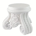 Hot Sale Elegant White Resin Triangle Plant Stand with Carved PatternsVintage Style Garden Pedestal for Outdoor Decor
