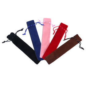SHULI Newest Hot Luxury Thick Drawstring Pen's Velvett Pouch Customized Color and Logo Pen Gift Bag with Lanyard