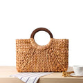 High Quality Women's Handbag Portable Square Rattan Style Seagrass Straw Clutch Bag with Large Capacity