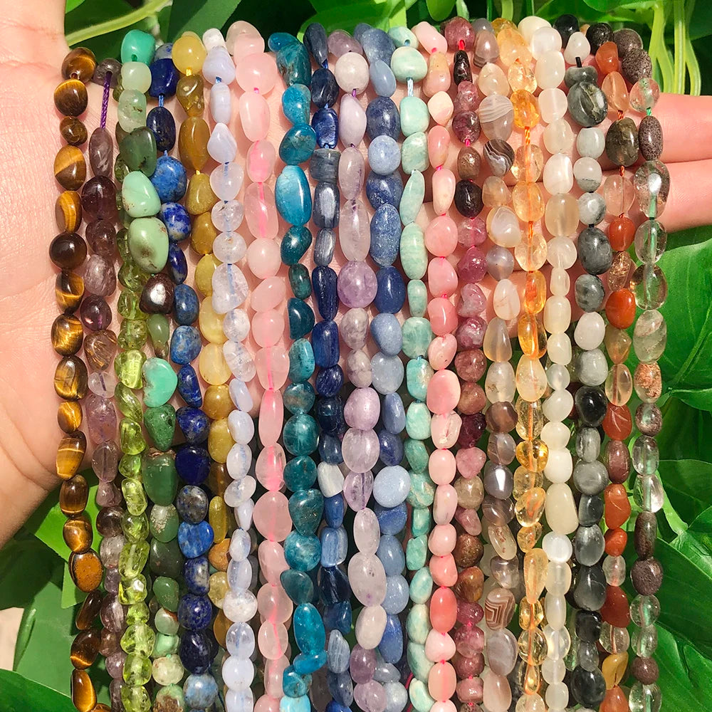 Natural Irregular 5-8MM Loose Stone Beads Jades/Agates/Tiger Eye/Sunstone/Amazonite for Beadwork Jewelry Making