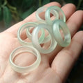 Women Jewelry  Anillos De Jade Amulet Carved Gemstones Accessories Chalcedony Gemstone Light Green Jade Ring