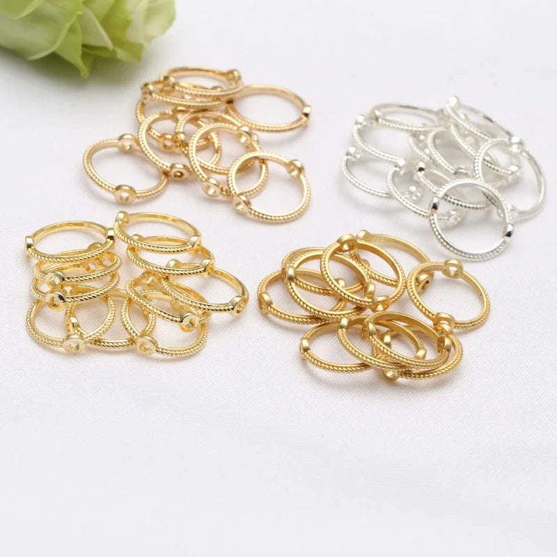 New Gold Plated 6mm 8mm 10mm Round Bead Frames Brass Round Twist Bead Bezel for Jewelry Making Accessories