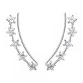 Wholesale Fashion 925  Sterling Silver Jewellery Simple Design Zircon Climber Stud Earrings for Women Long Earrings