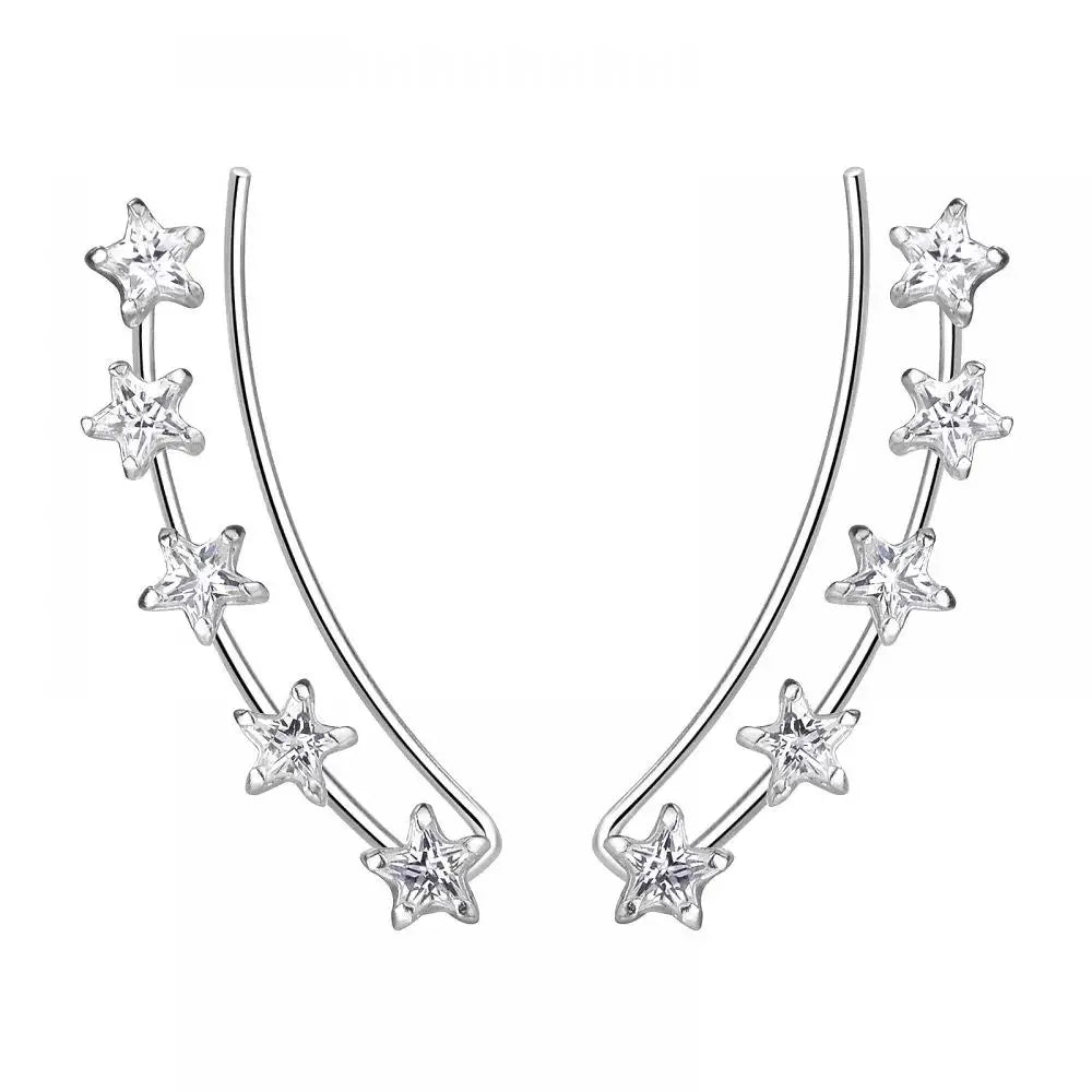 Wholesale Fashion 925  Sterling Silver Jewellery Simple Design Zircon Climber Stud Earrings for Women Long Earrings