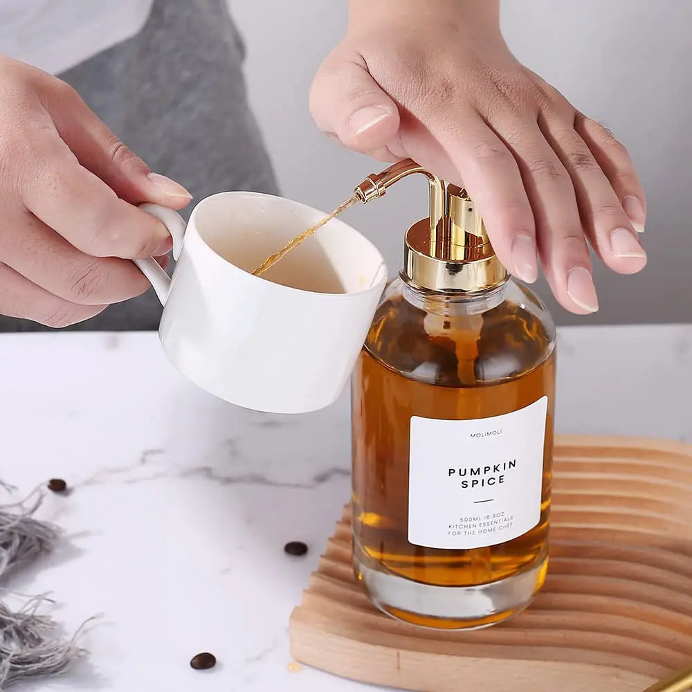 Factory Custom 16oz 250ml 500ml Maple Coffee Syrup Glass Dispenser Pump Bottle for Coffee Bar
