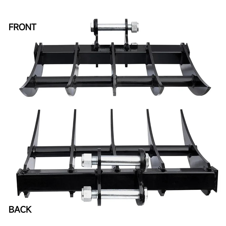 Mini Excavator Attachments 1-3T Cleaning Gravel Weeds Rake Small Digger Loosening Rake Five-Tooth Excavator Rakes 1-3T Excavator