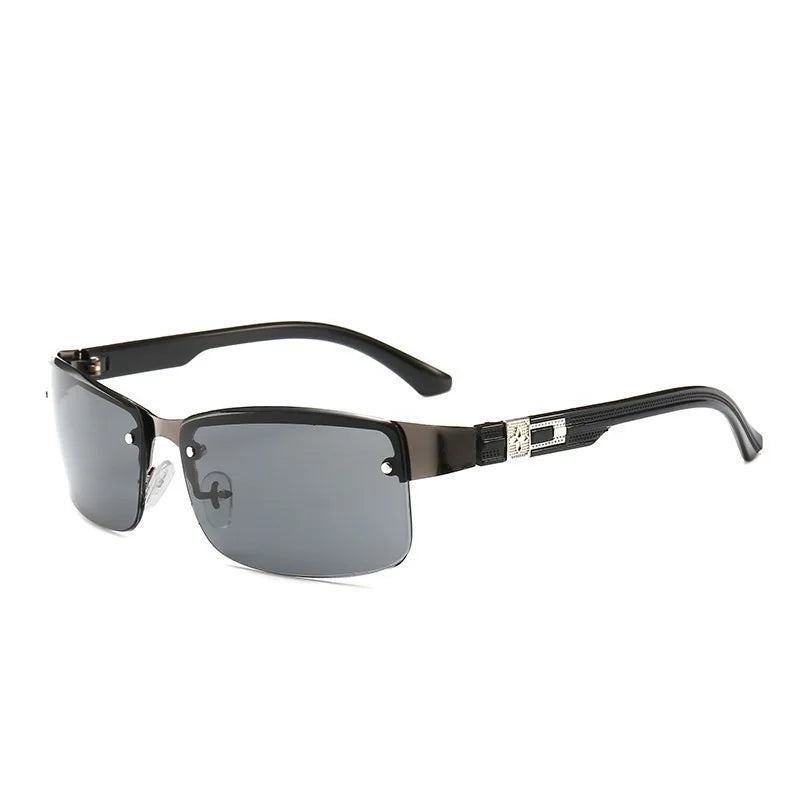 Wholesale New Men's Luxury High-end Fashion Sunglasses Rimless Ultra Thin Metal Large Frame AC Lenses Outdoor