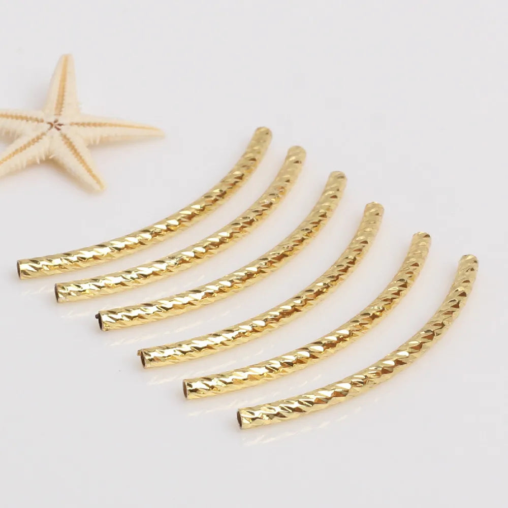 Gold Silver 14k 18K Gold Plated Jewelry Accessories Facet Starry Components Curve Copper Tube Connectors Diy Bracelet Findings