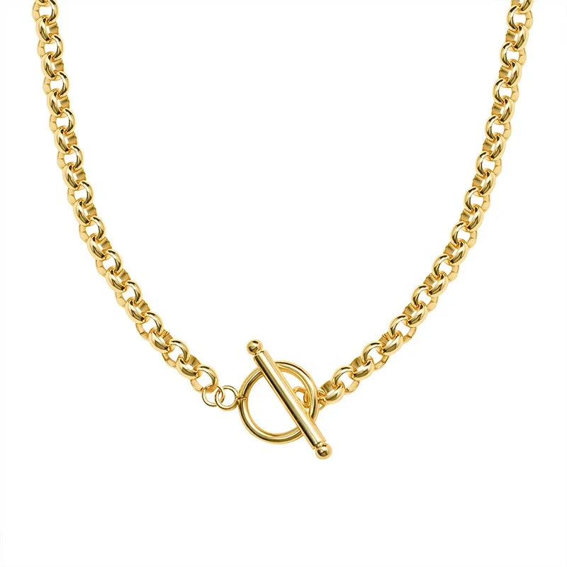 Custom Trendy Gold Plated NecklaceStainless Steel Gold Plated Necklace18K Gold Plated Clavicle Necklace Jewelry