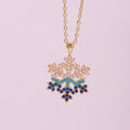 Trendy 18inches Stainless Steel Necklace with Silver Rose Blue Zircon Gold Main Stone Link Chain Design for Fashion or Gift pendant necklace
