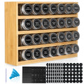 4-Tier Bamboo Spice Rack Organizer Wood Hanging Shelf Chalk Marker Set Drawer Cabinet for Kitchen Countertop Wall Mount Storage