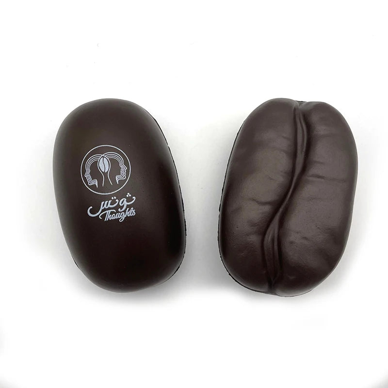 Eco-friendly Custom Printing logo Pu Foam Anti Stress Coffee Bean Promotional Gift Toy