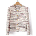 American Style Small Fragrant Coat Women's  Autumn/Winter Temperament Thick Tweed Knitted Round Neck Cardigan Top