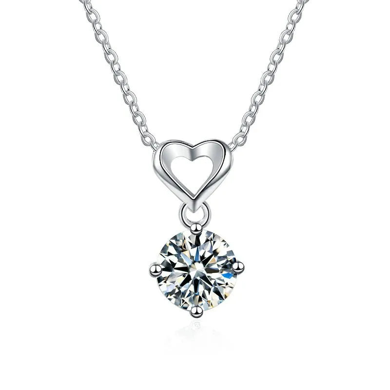 Classic Love Mosan Necklace with Emerald Cut Moissanite Charm in S925 Sterling Silver for Weddings Engagements Perfect Gift