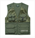 Customized Men's Outdoor Tank Top Large Waterproof Mesh Work Clothes  Hiking Multi Pocket Zipper Sleeveless Fishing Vest