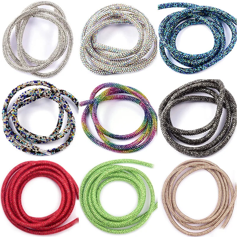 Luxury Accessories Crystal Rope /sew on Bottom Rhinestone Tube / Diy Hair Head Wear Glass Rope Accessories for Hoodies