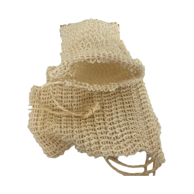 5-Piece Sisal Soap Bag Pack with Drawstring Natural Body Soap Saver Pouch for Shower Bath