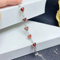 Factory Supply High End Custom 925 Sterling Silver Natural Garnet Heart Cut Jewelry Bracelet for Women