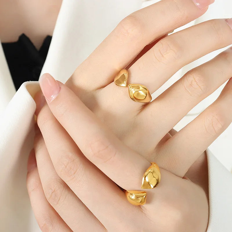 French Style Exquisite and Versatile Couple's Opening Adjustable Ring Temperament Titanium Steel No Fading Rings