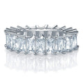 Fashion Jewelry 925 Sterling Silver Plated Baguette Zircon Setting Eternity Band Ring