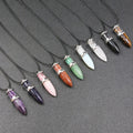 Natural Black Obsidian Green Aventurine Pendulums Chakra Bullet Pointed Pendant Reiki Pendulum Pendant Necklace
