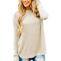 Women's Long Sleeve Oversized Crew Neck Solid Color Knit Pullover Sweater Tops