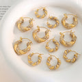 2 Sizes Stainless Steel Shiny Zircon Chunky Hoop Earrings Mix Wide Solid Twisted Croissants Earrings for Women Statement Jewelry