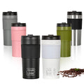 450ml Portable Thermo Cup Stainless Steel Hand Press Coffee Cup with French Press Rod Strainer Cup Business Insulated Mug