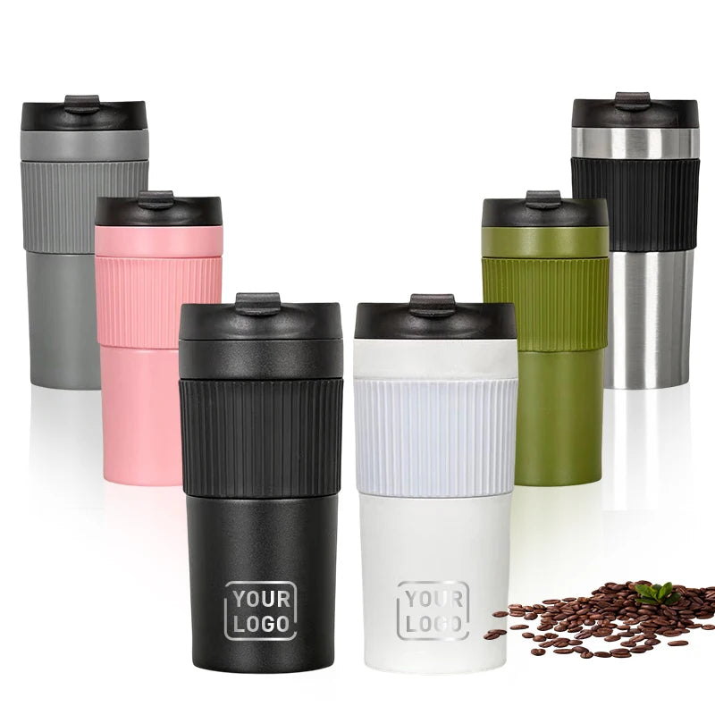 450ml Portable Thermo Cup Stainless Steel Hand Press Coffee Cup with French Press Rod Strainer Cup Business Insulated Mug