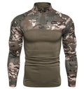 Custom Manufacturers Outdoor Quick Drying Camo Long Sleeves T-shirt Mens Stand Collar Tactical T-Shirts