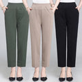Korean Spring Summer Autumn Ankle Length Female Chic Office Wear Straight Pants Vintage High Ladies Trousers Baggy