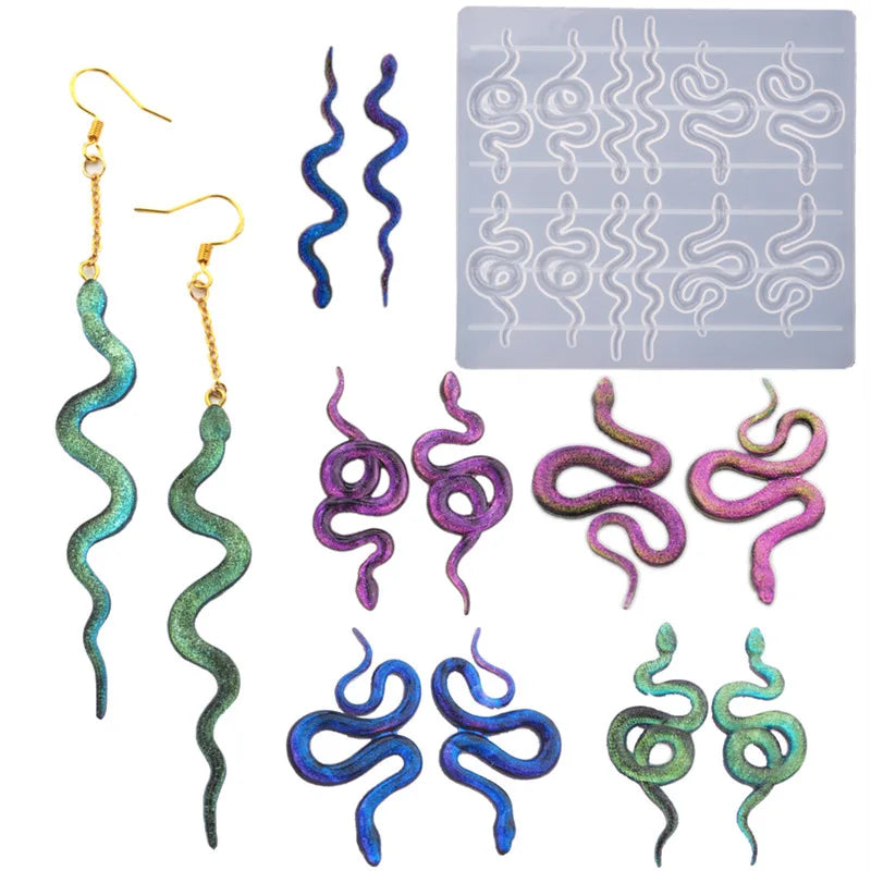 HY DIY Silicone Snake Head Earring Mold for Jewelry Keychain Crystal Epoxy Resin Earrings Molds