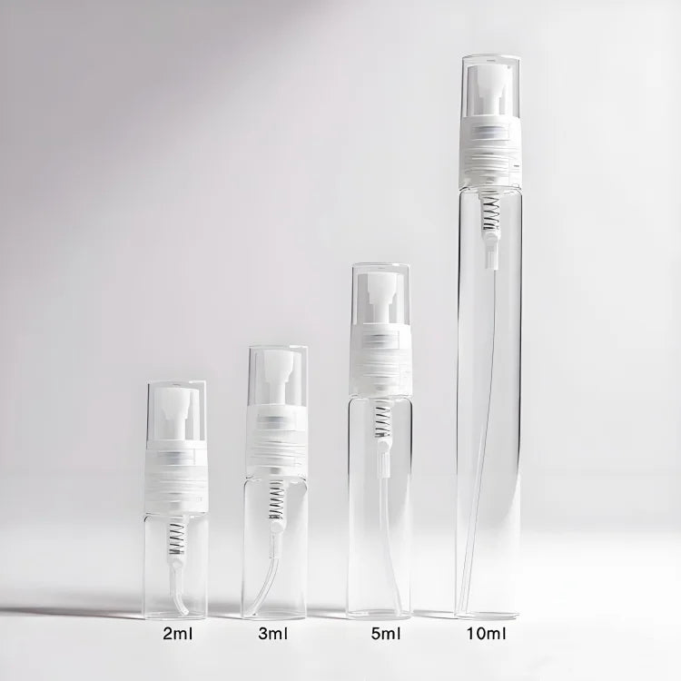 WOGU Silk Screen Logo Fine Mist Cosmetic Packaging 2ml 3ml 5ml 10ml Refilled Empty Transparent Thin Glass Spray Perfume Bottle