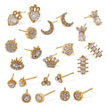 New Arrival Design Stainless Steel Studs Suit Simple Geometric Shaped Combination Multi-Style Rhinestone Delicate Earrings